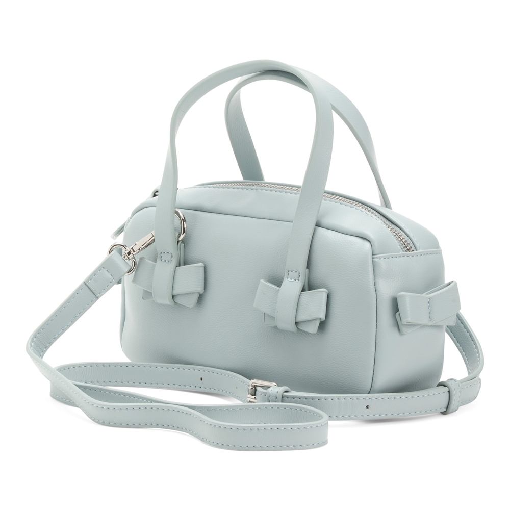 Melie Biianco Pale Blue Bow-Accent Leather Satchel - Picture 2 of 3
